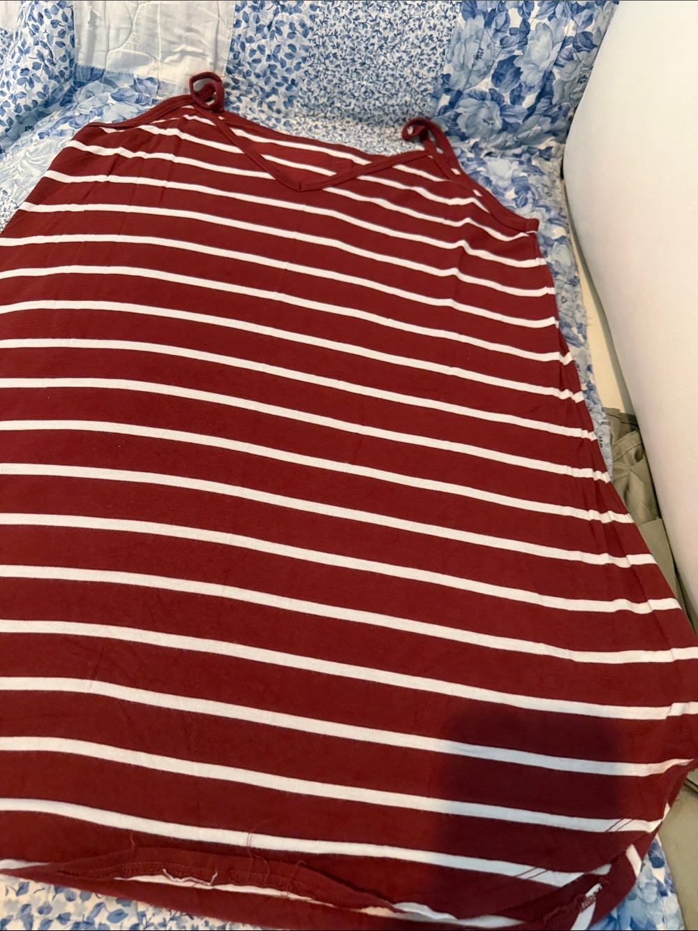 Maroon and White Striped Sleeveless Tank